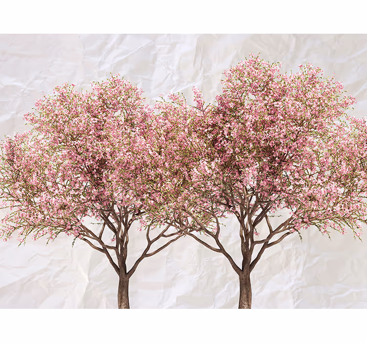 Papel mural flores árboles rosados en flor - TenVinilo