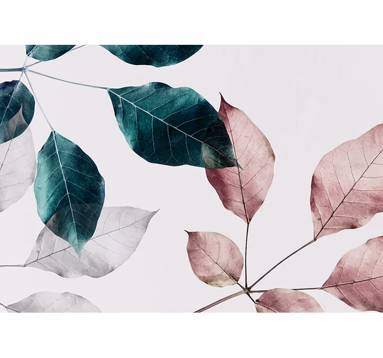 Papel mural naturaleza elementos de hojas elegantes - TenVinilo