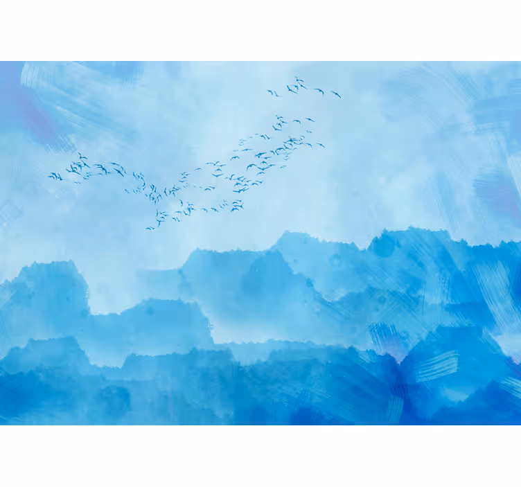 Papel mural naturaleza pájaros volando alto - TenVinilo