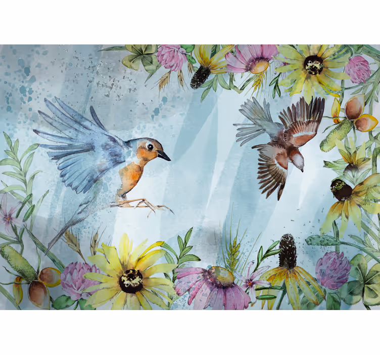 Fotomural animale Pájaros de la acuarela - TenVinilo