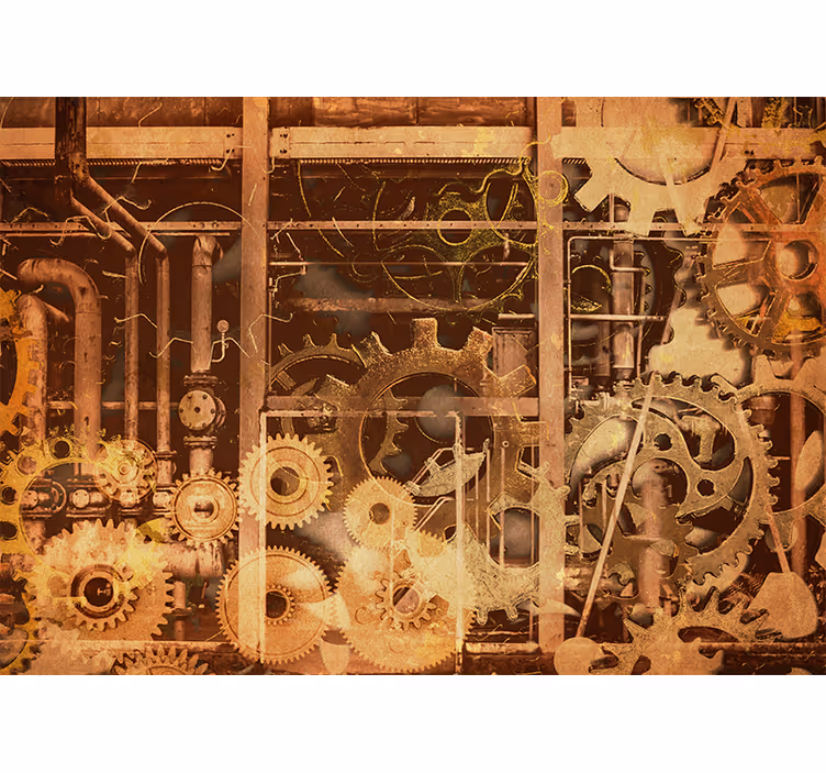 Papel mural texturas mecanismo de engranaje industrial - TenVinilo