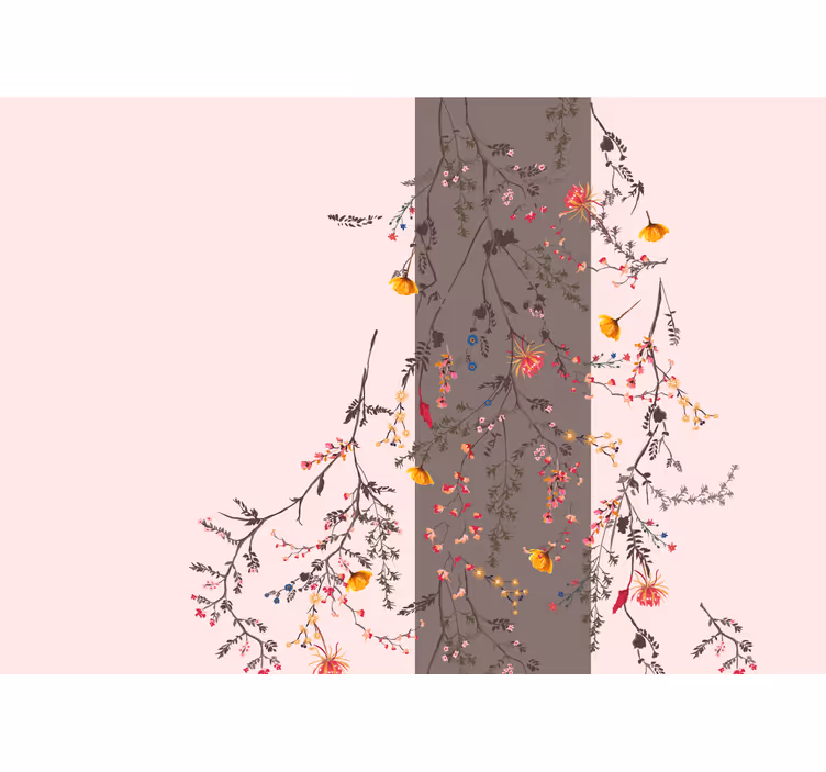 Papel mural flores silueta de rama floral - TenVinilo