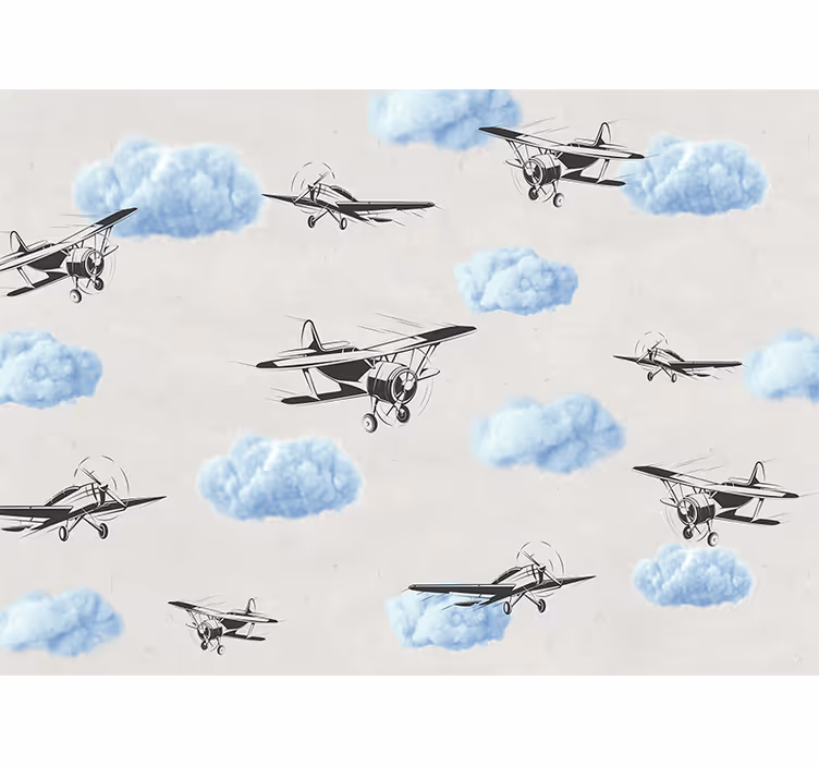 Papel mural vehículos aviones vintage voladores - TenVinilo