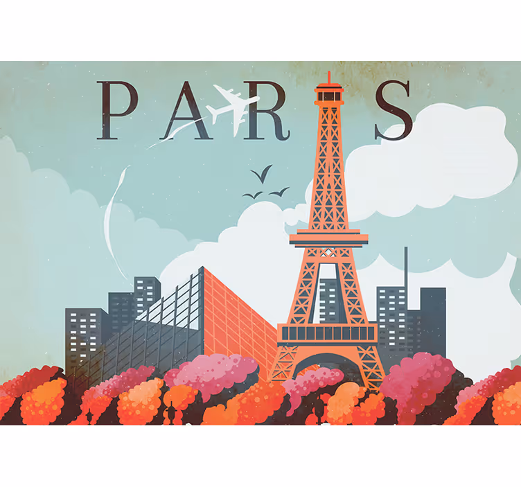 Papel mural parís paisaje de la torre eiffel - TenVinilo