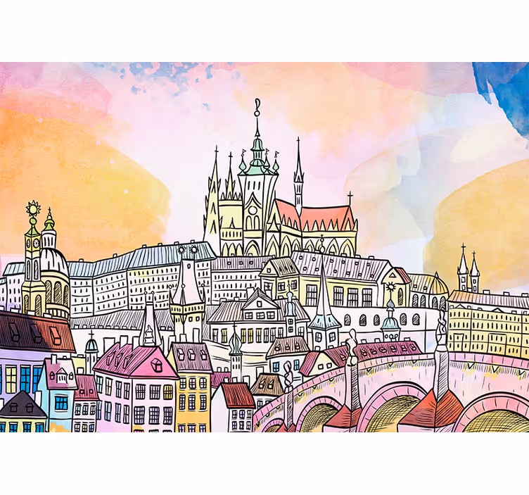Papel mural ciudades vista del castillo de praga - TenVinilo