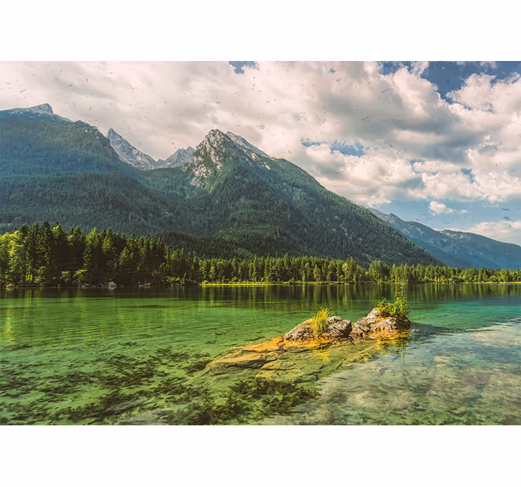 Papel mural paisajes reflejo en lago de montaña - TenVinilo