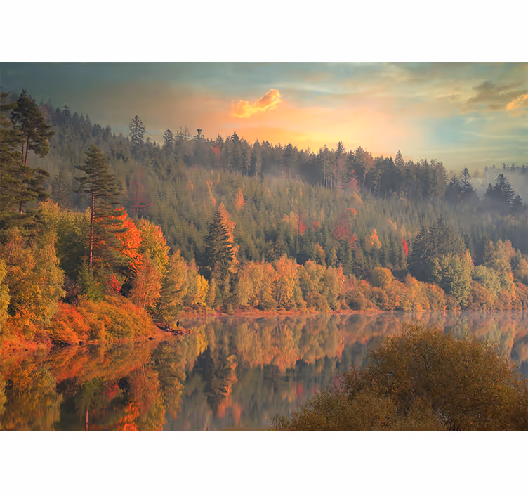 Papel mural paisajes reflejo serene de otoño - TenVinilo