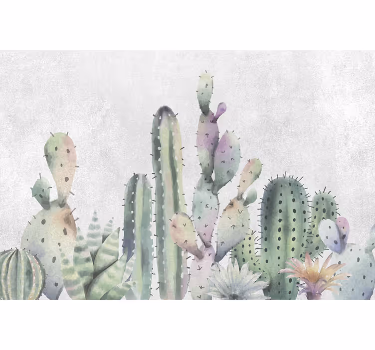 Mural desierto pared de cactus - TenVinilo