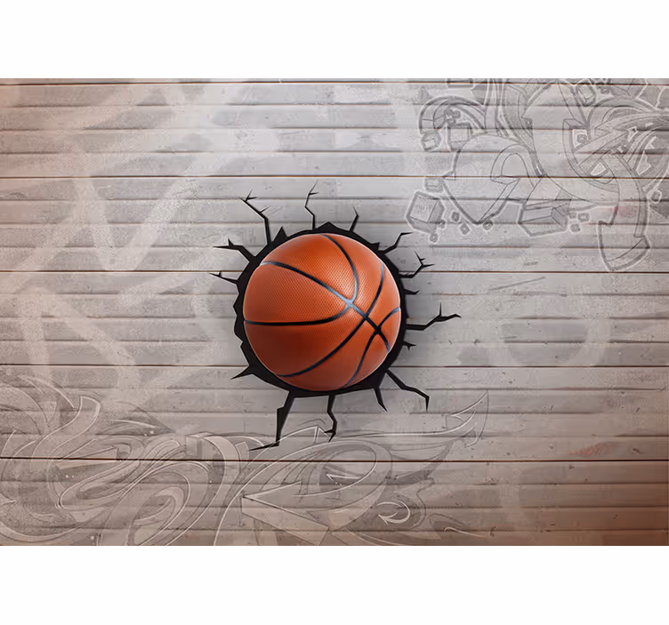 Fotomural 3D graffiti balon de baloncesto - TenVinilo