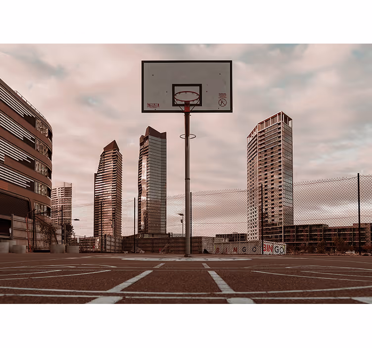 Fotomural juvenil cancha de baloncesto - TenVinilo