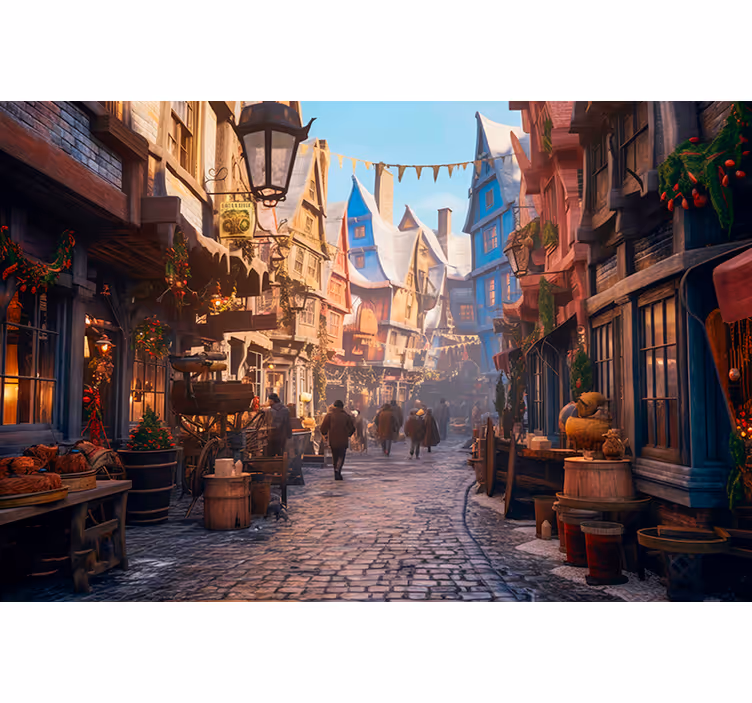 Papel mural fantasía ciudad de los magos - TenVinilo