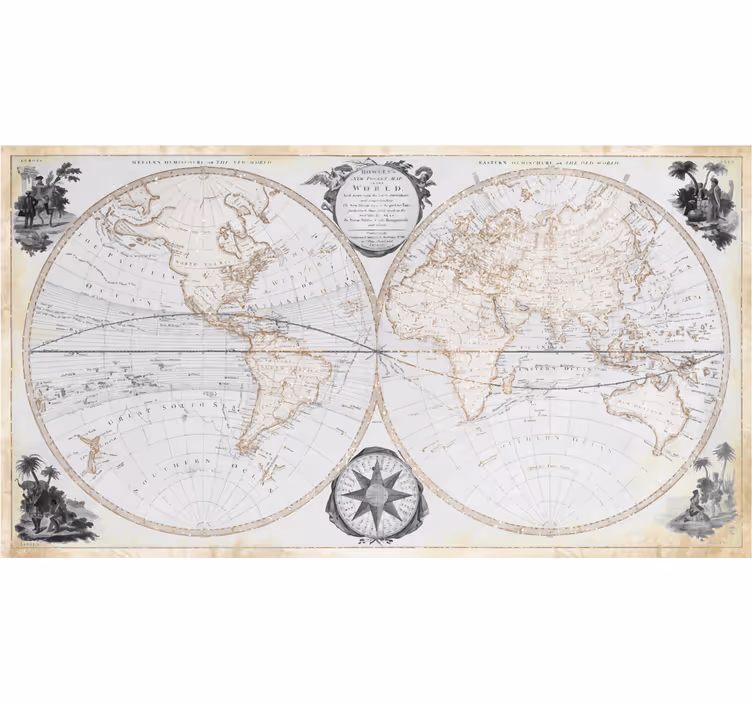 Fotomural oficina mapa del mundo antiguo - TenVinilo