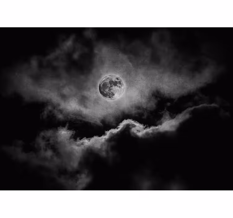 Fotomural habitación matrimonio luna y nubes - TenVinilo