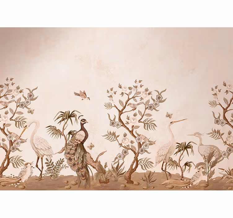 Fotomural beige fauna vintage - TenVinilo