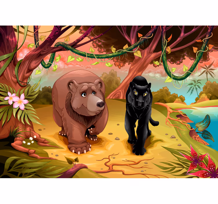 Papel mural infantil fauna encantada - TenVinilo
