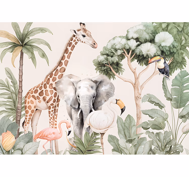 Papel mural animales paisaje de sabana - TenVinilo