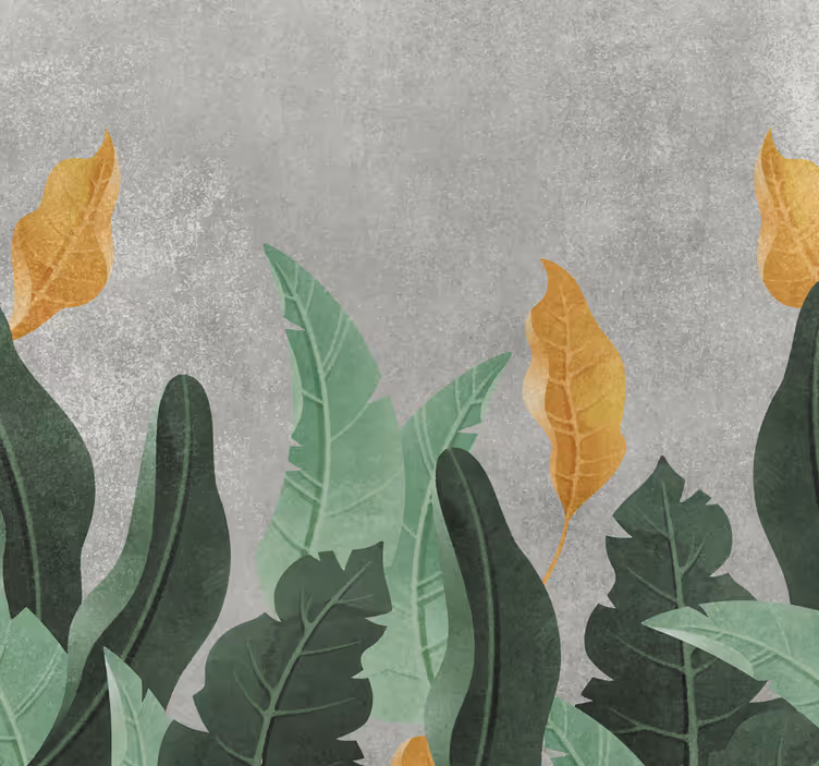 Fotomural salón plantas sobre concreto - TenVinilo