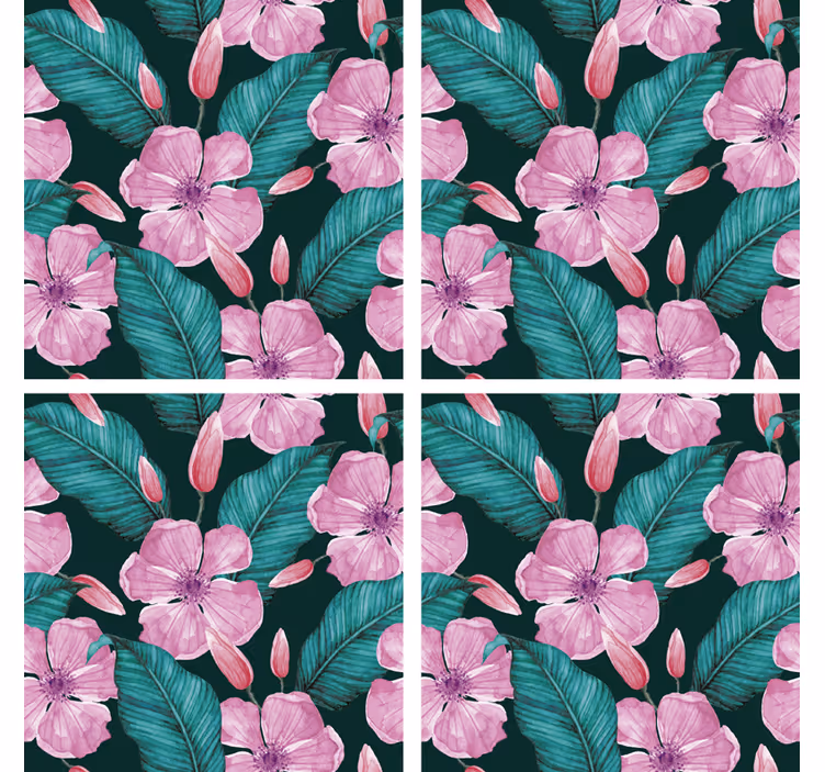 Posavasos patrón floral y de hojas - TenVinilo