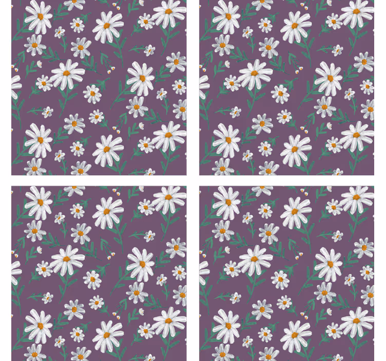 Posavasos patrón floral morado - TenVinilo