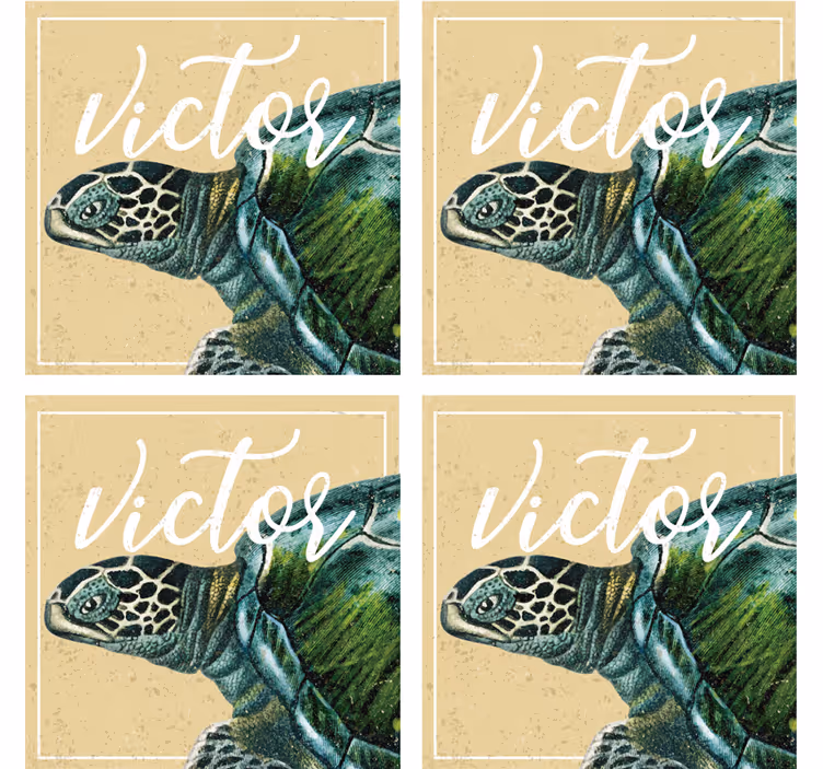Posavasos personalizable ilustración de tortuga con nombre - TenVinilo