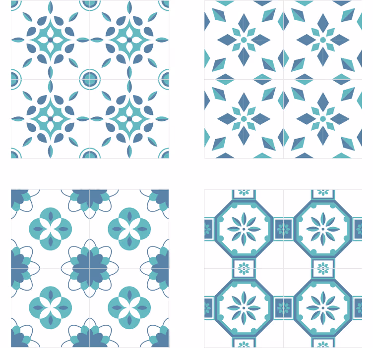 Posavasos azulejo patrón de azulejos florales - TenVinilo