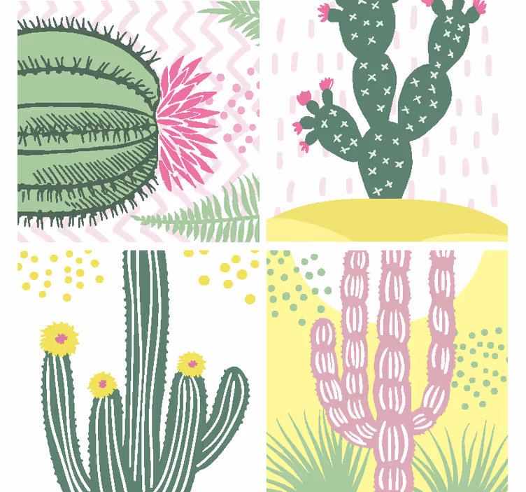 Posavasos modernos variedad de cactus - TenVinilo