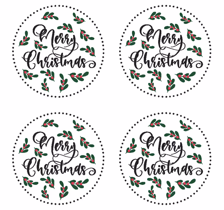 Posavasos navideño diseño de feliz navidad con acebo - TenVinilo