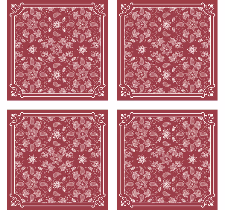 Posavasos vintage azulejo de patrón floral - TenVinilo