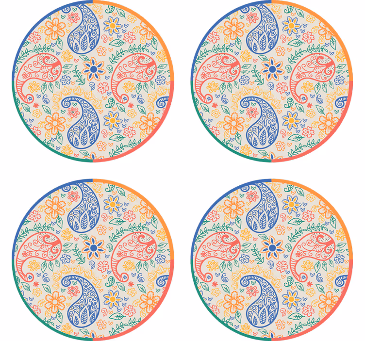 Posavasos colorido floral estilo paisley - TenVinilo