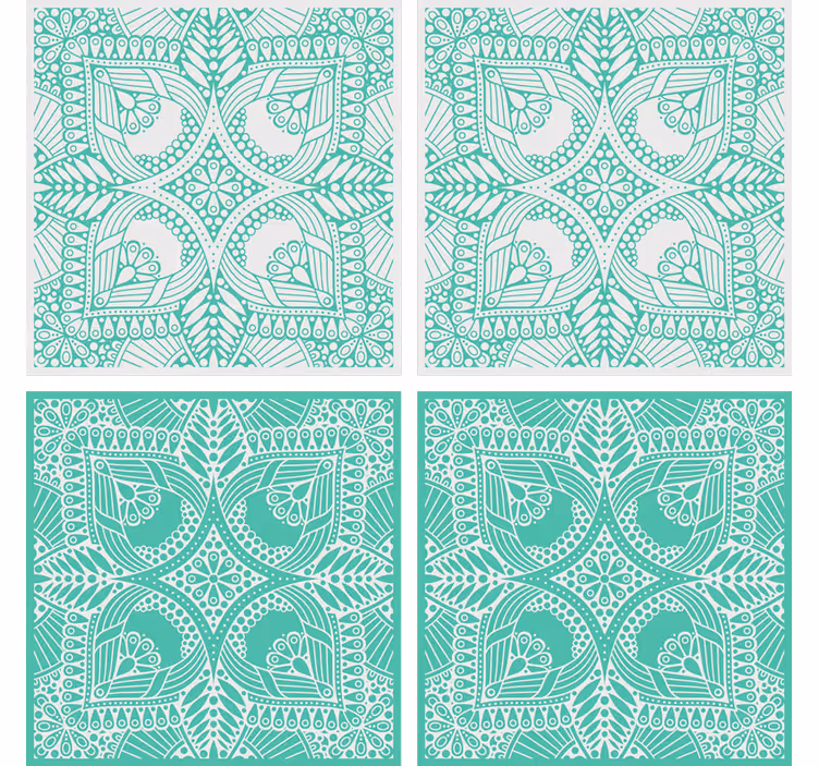 Posavasos azulejo ornamental color azul - TenVinilo