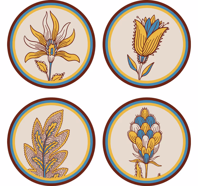 Posavasos juego de motivos florales - TenVinilo