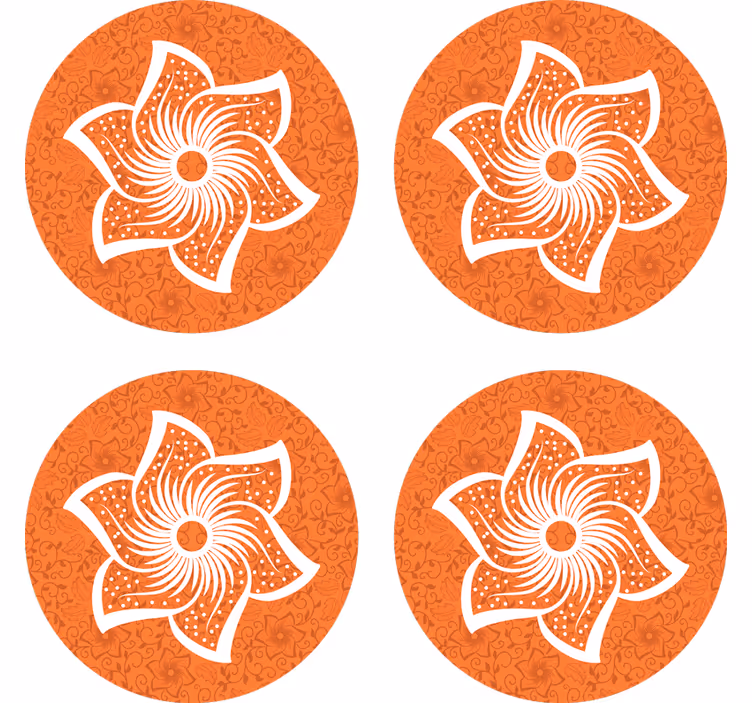 Posavasos cerveza flora naranja elegante - TenVinilo