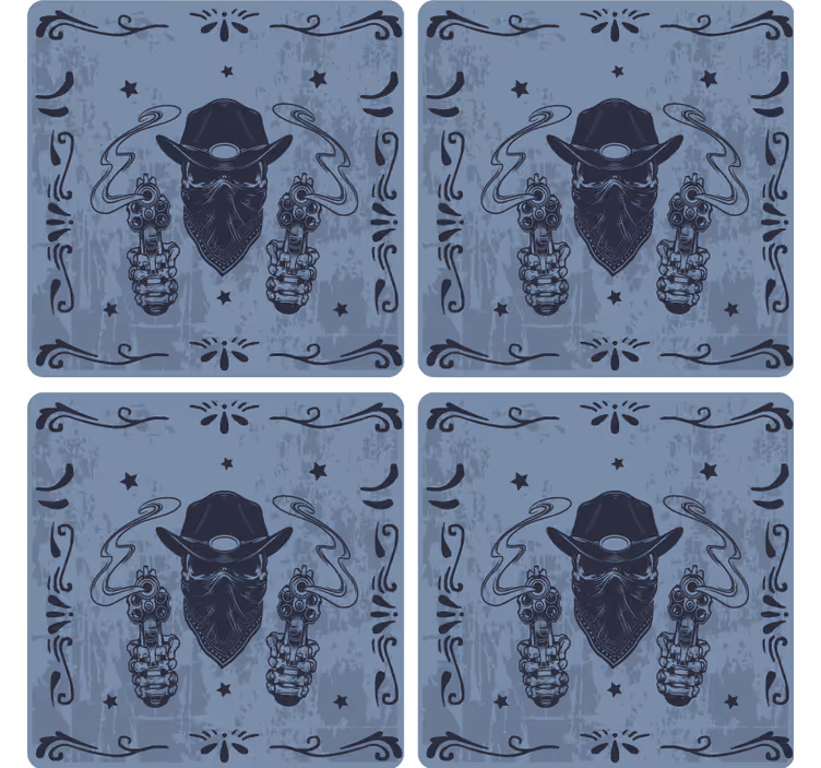 Posavasos frikis cowboy con doble revólver - TenVinilo