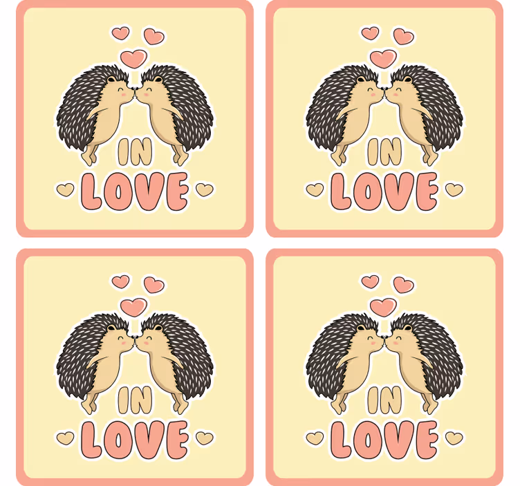 Posavasos moderno erizos besando corazones - TenVinilo