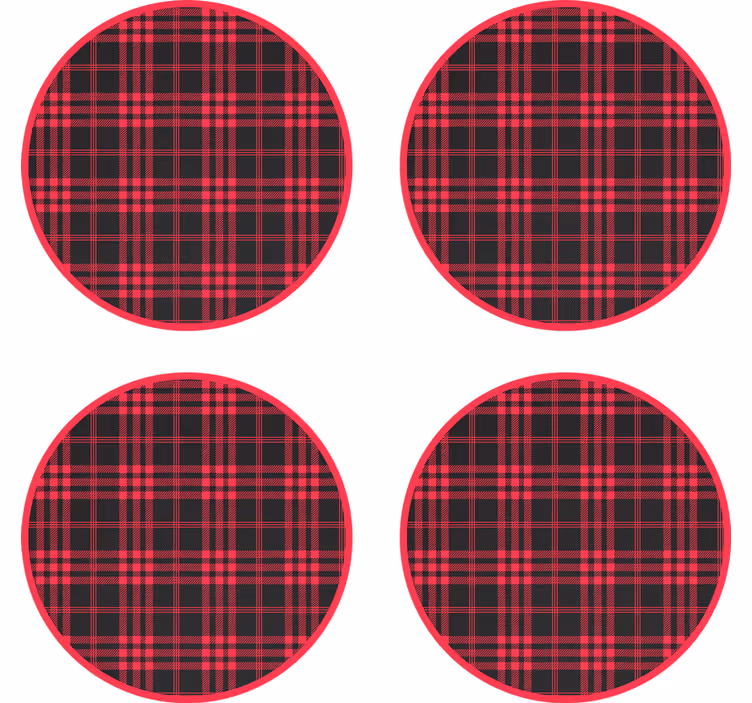 Posavasos patrón de cuadros rojos y negros - TenVinilo