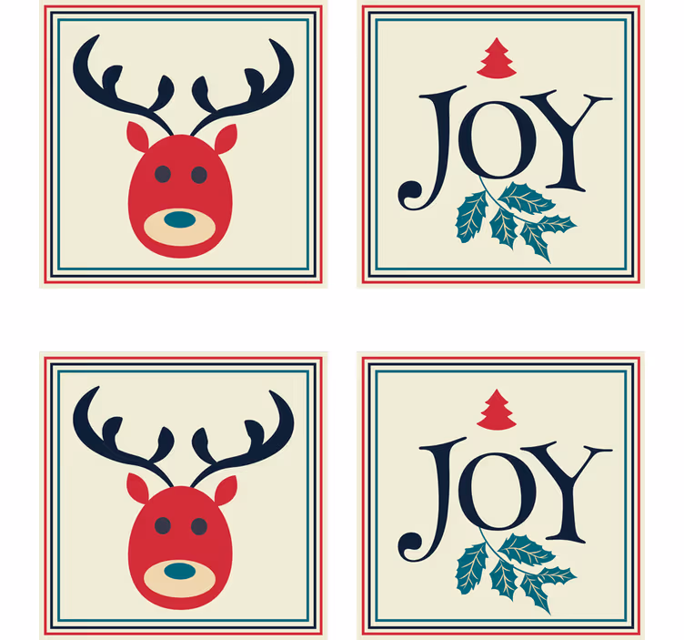 Posavasos navideño reno y acebo - TenVinilo