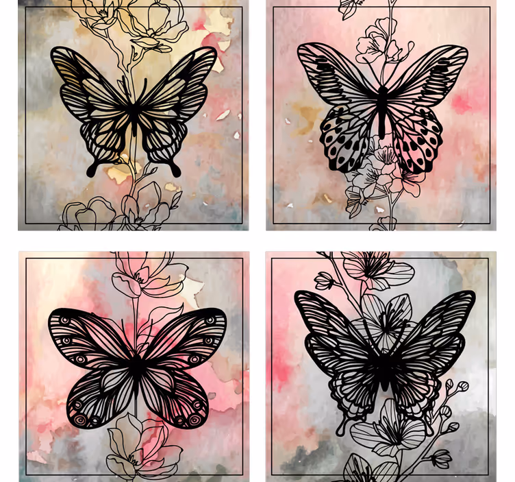 Posavasos moderno motivo de mariposa elegante - TenVinilo