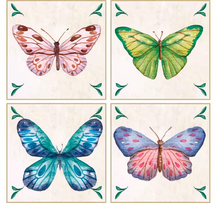 Posavasos vintage azulejos de mariposas - TenVinilo