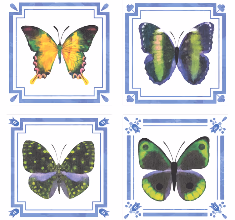 Posavasos elementos de mariposas coloridas - TenVinilo