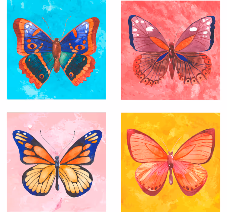 Posavasos mariposas multicolores - TenVinilo