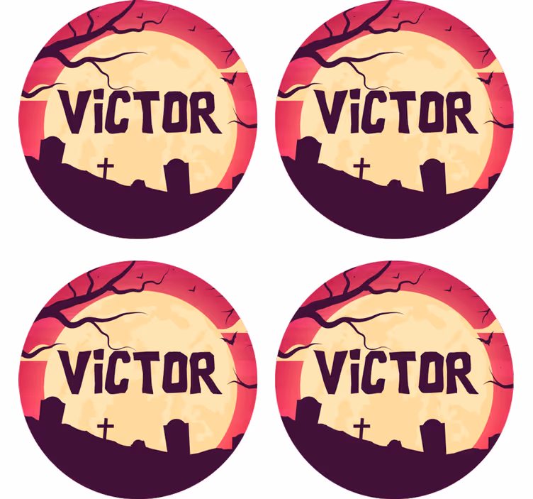 Posavasos Halloween cementerio con nombre - TenVinilo