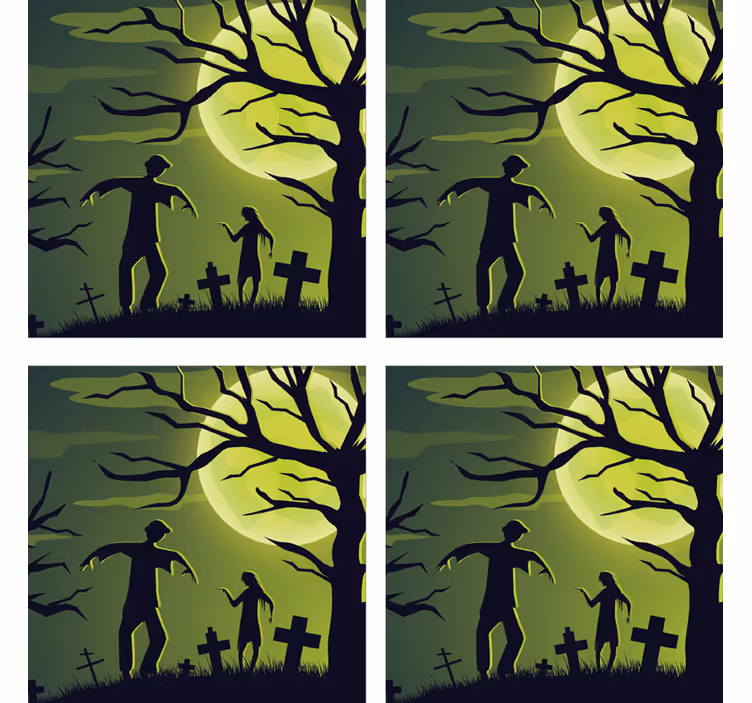 Posavasos halloween zombies bajo la luz de la luna - TenVinilo