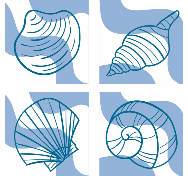 Posavasos frikis ilustraciones de conchas estilizadas - TenVinilo