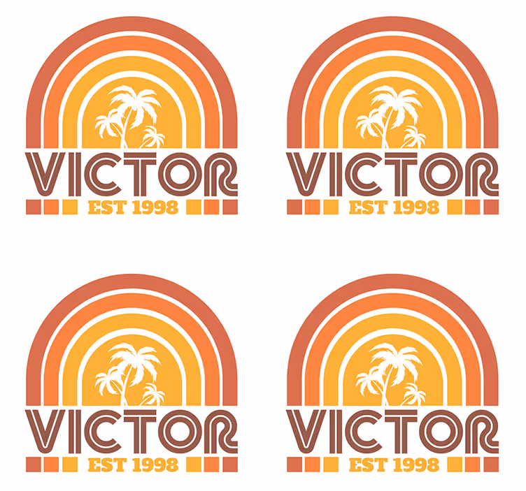 Posavasos personalizable emblema de palmeras retro - TenVinilo