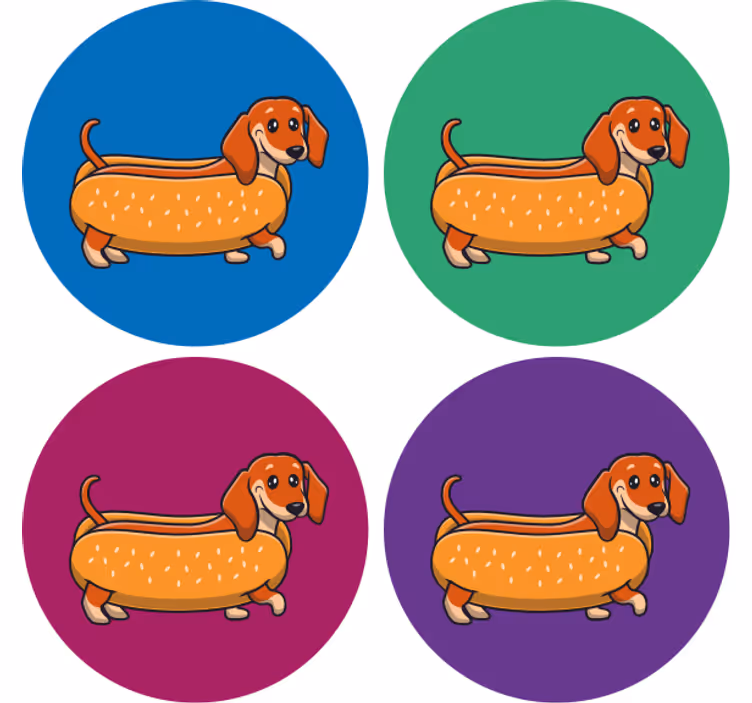 Posavasos frikis perro salchicha juguetón - TenVinilo