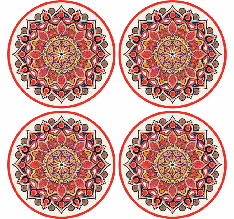 Posavasos de paisley mandala de tonos rojos - TenVinilo