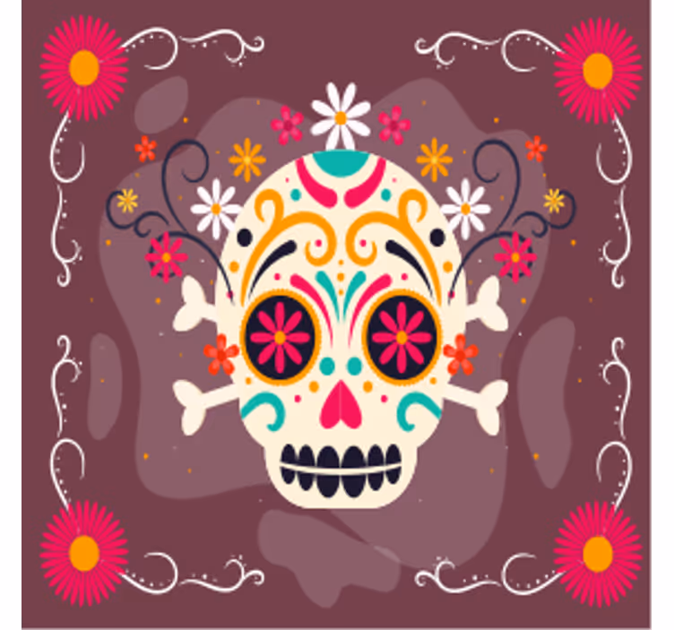 Posavasos halloween diseño de calaveras coloridas - TenVinilo
