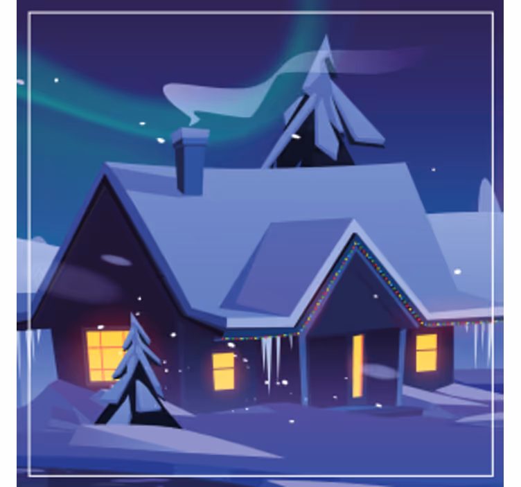 Posavasos navideño cabaña nevada con luces - TenVinilo