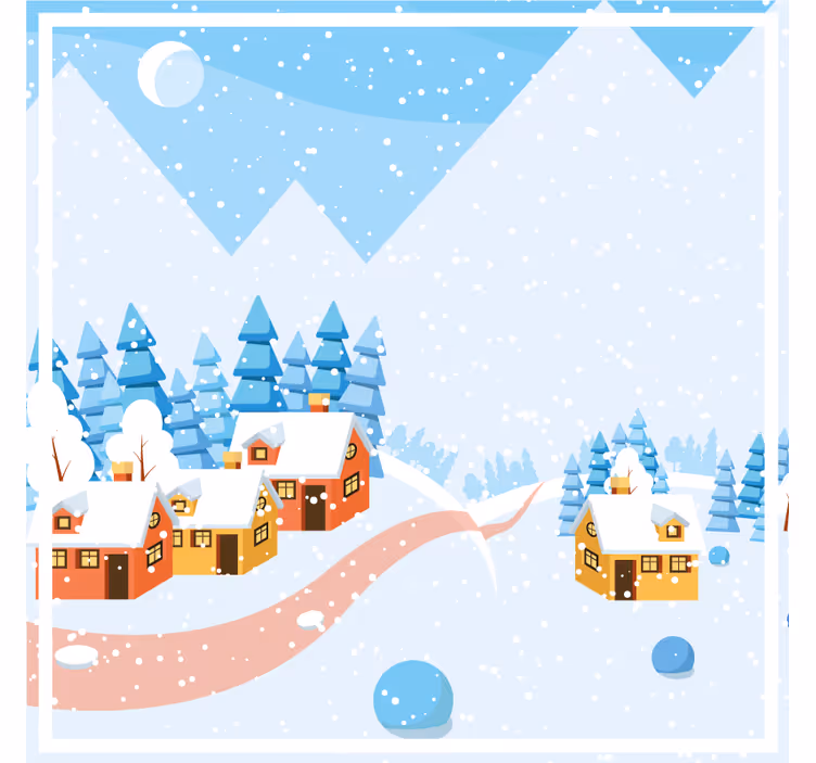 Posavasos navideño paisaje de pueblo nevado - TenVinilo