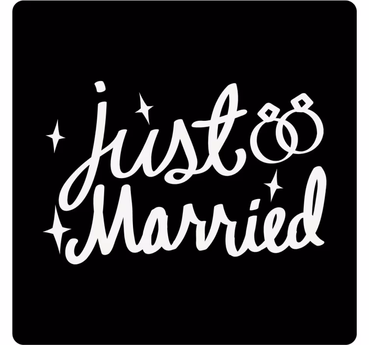 Posavasos boda Texto recién casado en blanco y negro - TenVinilo